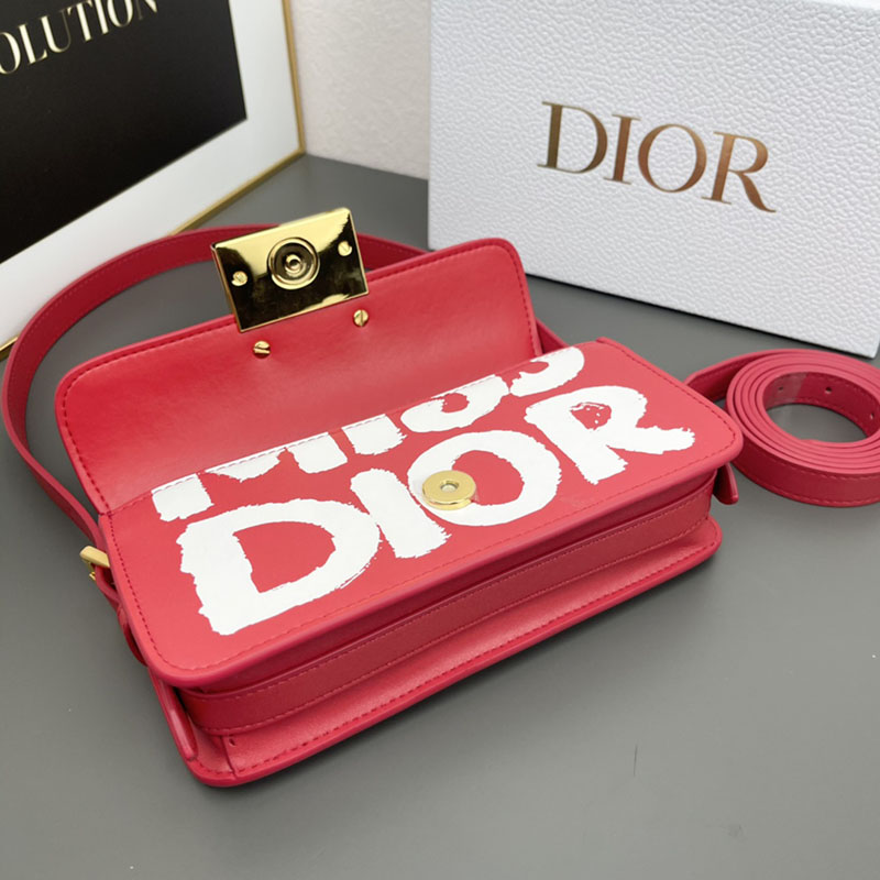 N品 DIOR ディオール Miss Dior フラップバッグ M2610UZCJ_M63R レッド xホワイト ゴールド金具 激安優良店 - 画像 (6)