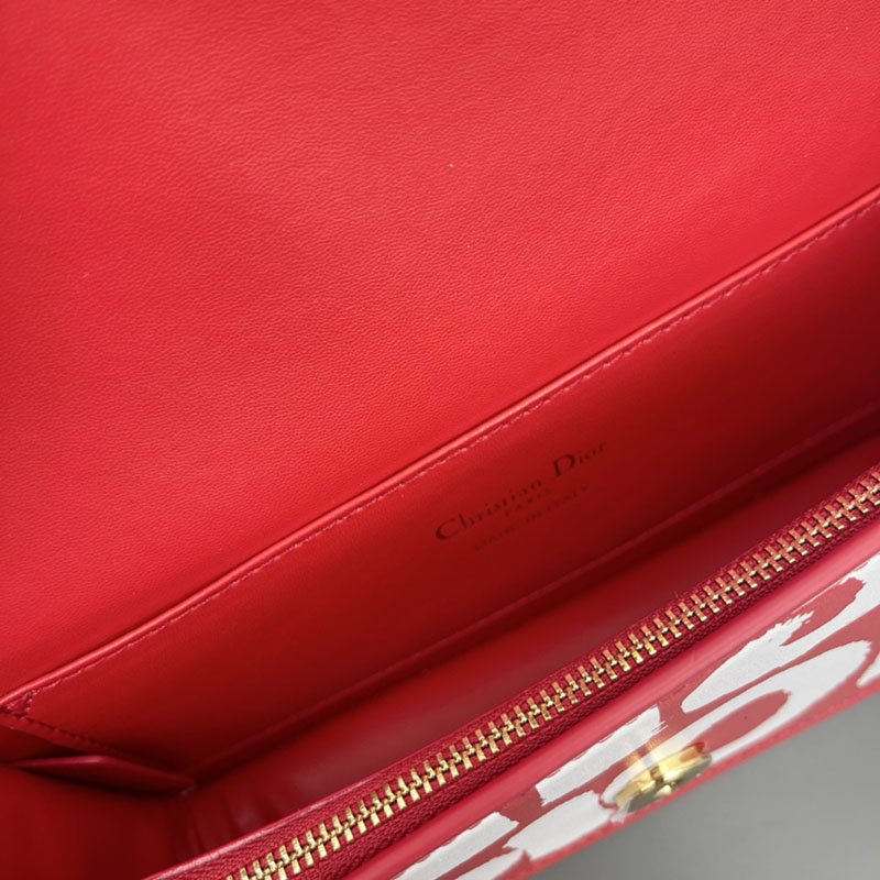 N品 DIOR ディオール Miss Dior フラップバッグ M2610UZCJ_M63R レッド xホワイト ゴールド金具 激安優良店 - 画像 (5)