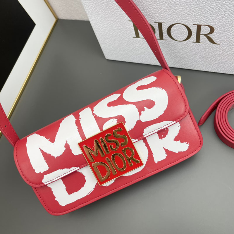 N品 DIOR ディオール Miss Dior フラップバッグ M2610UZCJ_M63R レッド xホワイト ゴールド金具 激安優良店 - 画像 (4)