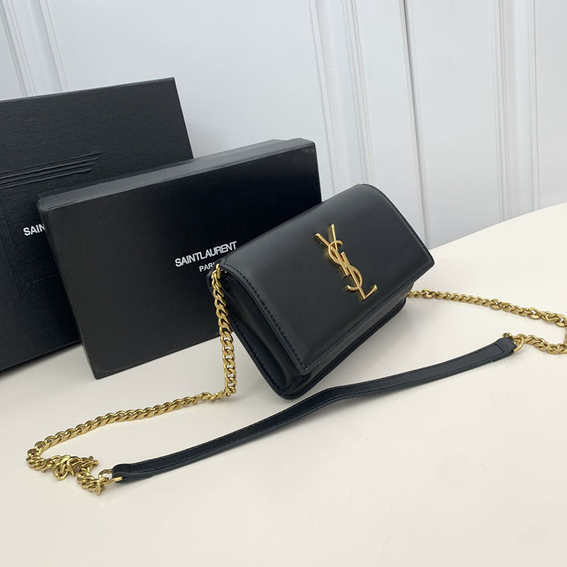 N品 YSL サンローラン ミニバッグ ストラップ付きフォンホルダー “モノグラム” ブラック 6350950U40J1000 カーフスキンレザー ゴールド金具 - 画像 (9)