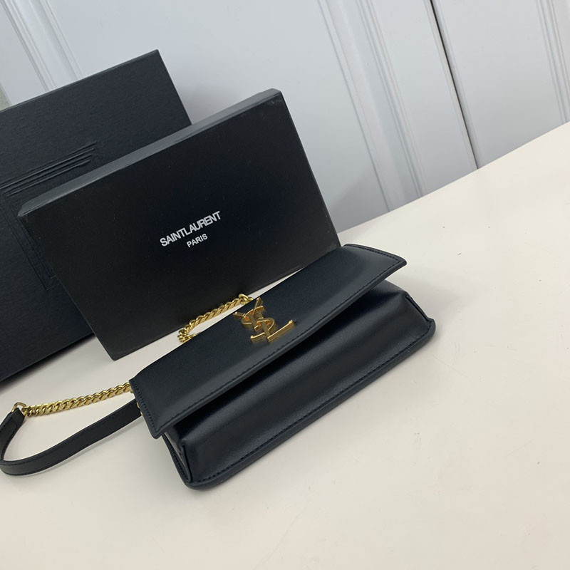 N品 YSL サンローラン ミニバッグ ストラップ付きフォンホルダー “モノグラム” ブラック 6350950U40J1000 カーフスキンレザー ゴールド金具 - 画像 (7)