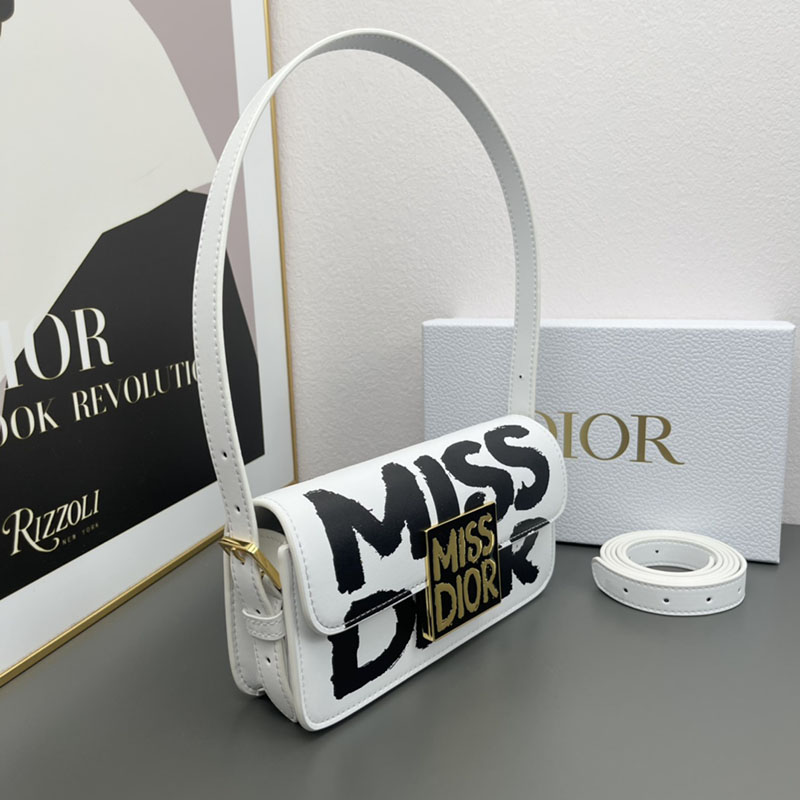 N品 DIOR ディオール Miss Dior フラップバッグ M2610UZCJ_M933 ホワイトx黒 ブラック ゴールド金具 激安優良店 - 画像 (7)