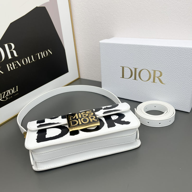 N品 DIOR ディオール Miss Dior フラップバッグ M2610UZCJ_M933 ホワイトx黒 ブラック ゴールド金具 激安優良店 - 画像 (6)