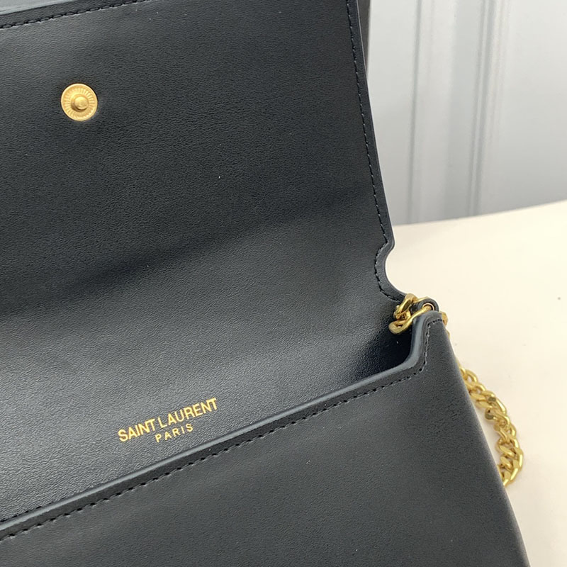 N品 YSL サンローラン ミニバッグ ストラップ付きフォンホルダー “モノグラム” ブラック 6350950U40J1000 カーフスキンレザー ゴールド金具 - 画像 (4)