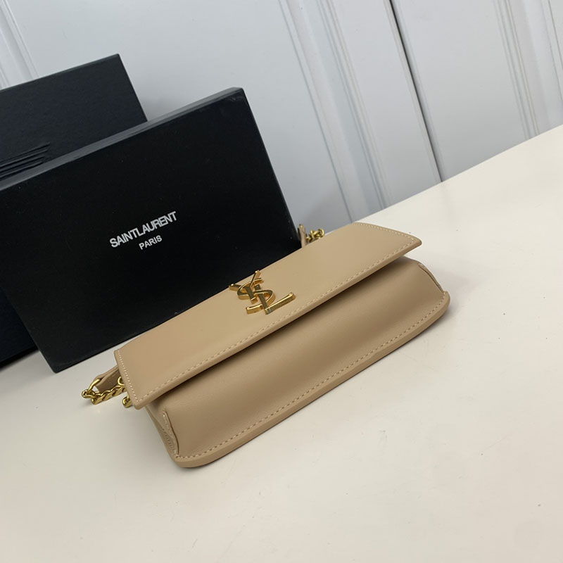 N品 YSL サンローラン ミニバッグ ストラップ付きフォンホルダー “モノグラム” ダークベージュ 6350950U40J2721 カーフスキンレザー ゴールド金具 - 画像 (7)