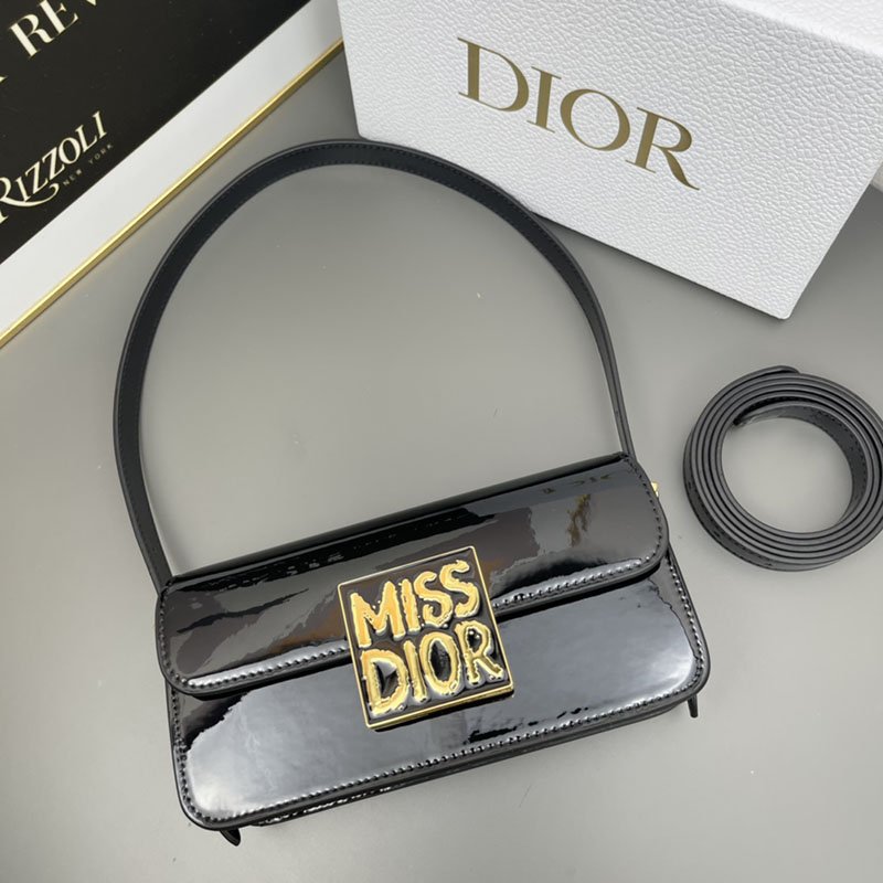 N品 DIOR ディオール Miss Dior フラップバッグ M2610UWIS_M900 黒 ブラック ゴールド金具 激安優良店 - 画像 (3)