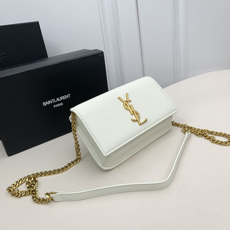N品 YSL サンローラン ミニバッグ ストラップ付きフォンホルダー “モノグラム” BLANC VINTAGE 6350950U40J9207 カーフスキンレザー ゴールド金具 - 画像 (9)