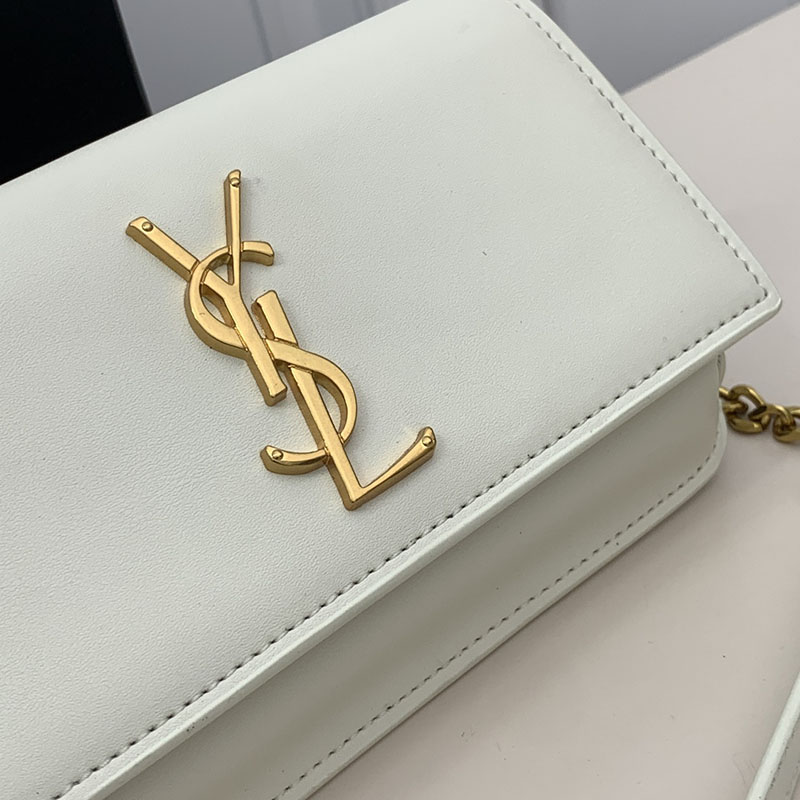 N品 YSL サンローラン ミニバッグ ストラップ付きフォンホルダー “モノグラム” BLANC VINTAGE 6350950U40J9207 カーフスキンレザー ゴールド金具 - 画像 (8)