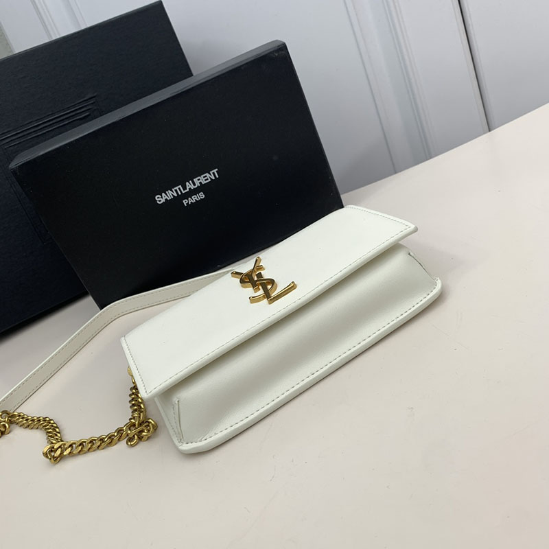 N品 YSL サンローラン ミニバッグ ストラップ付きフォンホルダー “モノグラム” BLANC VINTAGE 6350950U40J9207 カーフスキンレザー ゴールド金具 - 画像 (6)