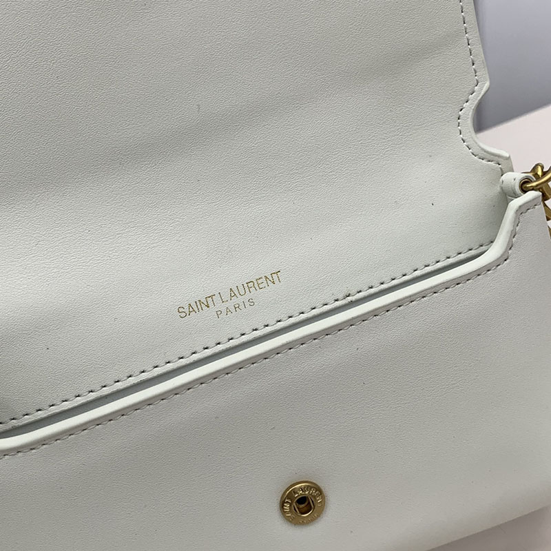 N品 YSL サンローラン ミニバッグ ストラップ付きフォンホルダー “モノグラム” BLANC VINTAGE 6350950U40J9207 カーフスキンレザー ゴールド金具 - 画像 (4)
