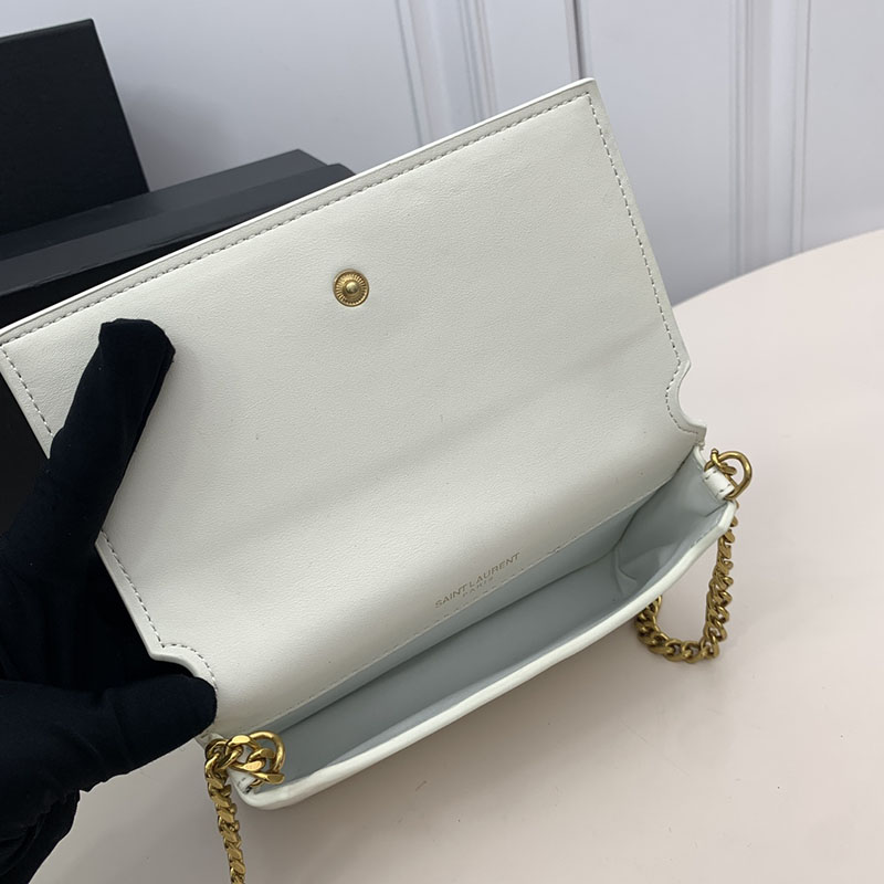 N品 YSL サンローラン ミニバッグ ストラップ付きフォンホルダー “モノグラム” BLANC VINTAGE 6350950U40J9207 カーフスキンレザー ゴールド金具 - 画像 (3)