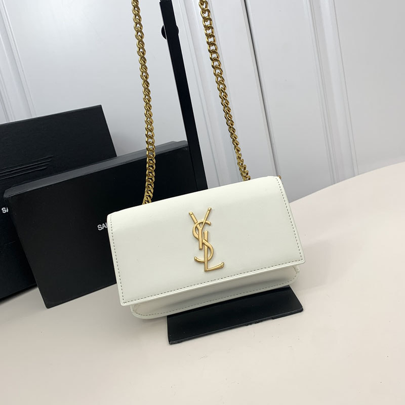 N品 YSL サンローラン ミニバッグ ストラップ付きフォンホルダー “モノグラム” BLANC VINTAGE 6350950U40J9207 カーフスキンレザー ゴールド金具 - 画像 (2)