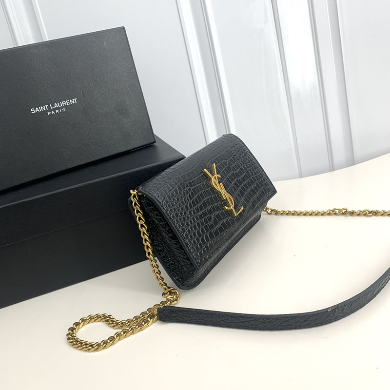 N品 YSL サンローラン ミニバッグ モノグラム ストラップ付き携帯電話ホルダー ブラック 635095DND1J1000 カーフスキンレザー ゴールド金具 - 画像 (9)