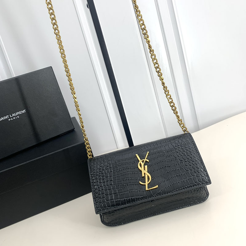 N品 YSL サンローラン ミニバッグ モノグラム ストラップ付き携帯電話ホルダー ブラック 635095DND1J1000 カーフスキンレザー ゴールド金具 - 画像 (2)