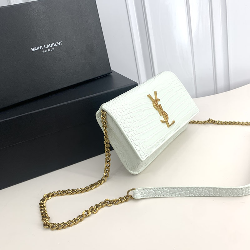 N品 YSL サンローラン ミニバッグ モノグラム ストラップ付き携帯電話ホルダー BLANC VINTAGE 635095DND1J9207 カーフスキンレザー ゴールド金具 - 画像 (9)