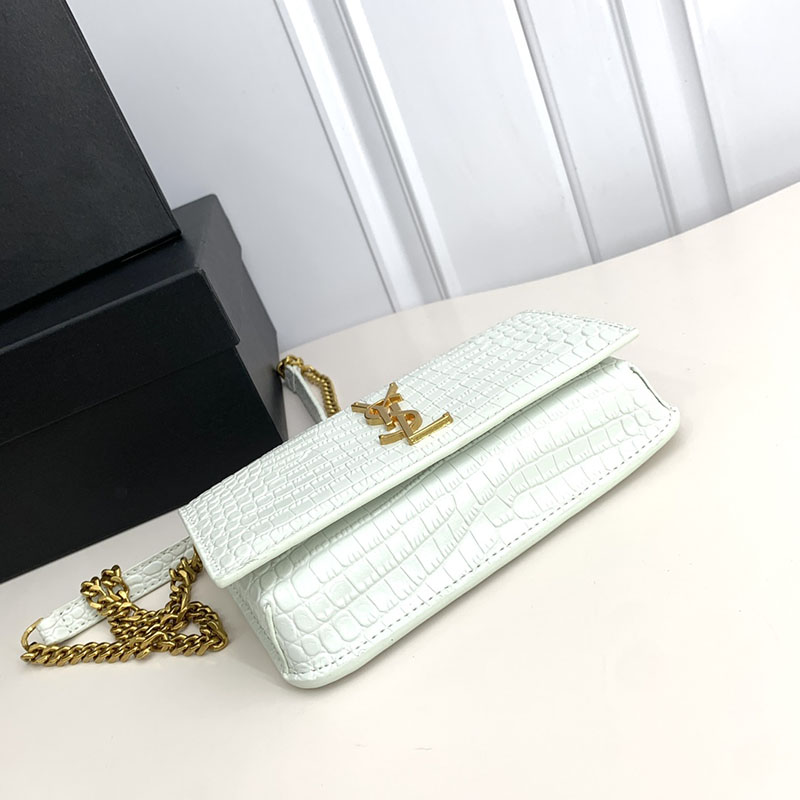 N品 YSL サンローラン ミニバッグ モノグラム ストラップ付き携帯電話ホルダー BLANC VINTAGE 635095DND1J9207 カーフスキンレザー ゴールド金具 - 画像 (7)