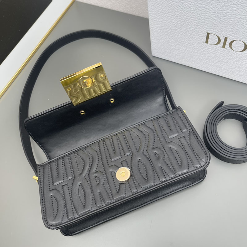 N品 DIOR ディオール Miss Dior フラップバッグ M2610UBOS_M900 黒 ブラック カーフスキン ゴールド金具 激安優良店 - 画像 (5)