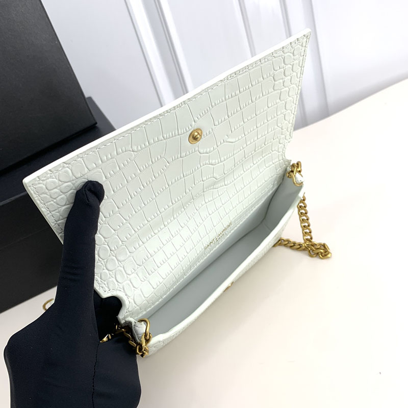 N品 YSL サンローラン ミニバッグ モノグラム ストラップ付き携帯電話ホルダー BLANC VINTAGE 635095DND1J9207 カーフスキンレザー ゴールド金具 - 画像 (4)
