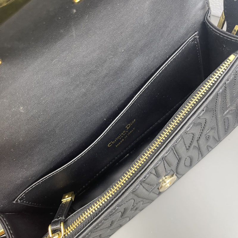 N品 DIOR ディオール Miss Dior フラップバッグ M2610UBOS_M900 黒 ブラック カーフスキン ゴールド金具 激安優良店 - 画像 (4)