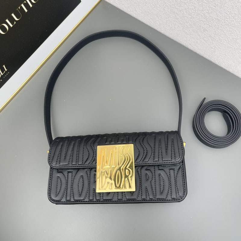 N品 DIOR ディオール Miss Dior フラップバッグ M2610UBOS_M900 黒 ブラック カーフスキン ゴールド金具 激安優良店 - 画像 (3)