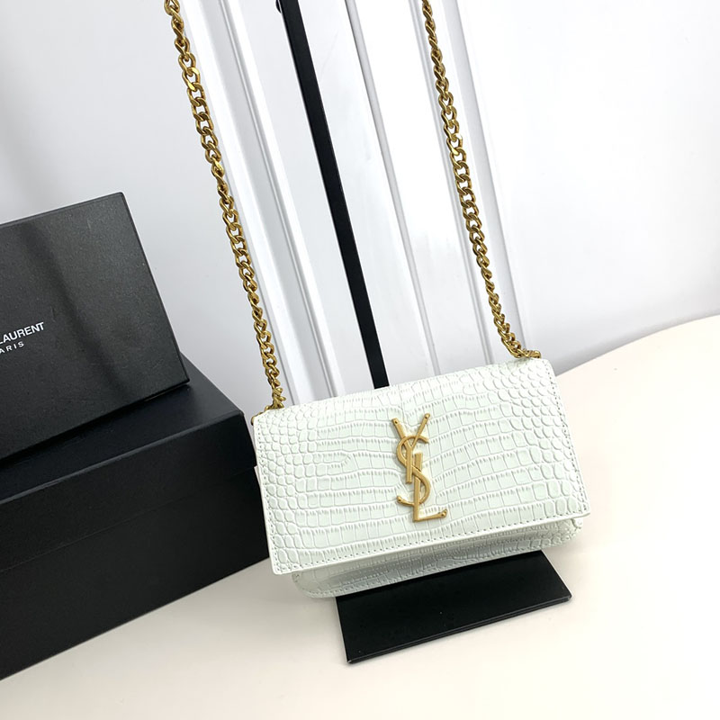 N品 YSL サンローラン ミニバッグ モノグラム ストラップ付き携帯電話ホルダー BLANC VINTAGE 635095DND1J9207 カーフスキンレザー ゴールド金具 - 画像 (2)