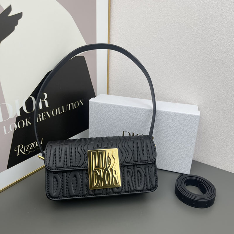 N品 DIOR ディオール Miss Dior フラップバッグ M2610UBOS_M900 黒 ブラック カーフスキン ゴールド金具 激安優良店 - 画像 (2)