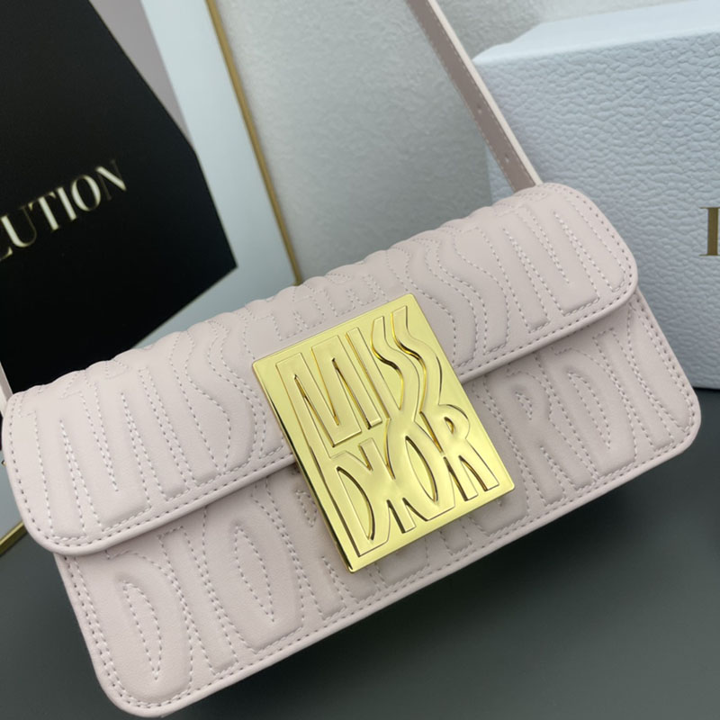 N品 DIOR ディオール Miss Dior フラップバッグ M2610UBOS_M05N ピンク カーフスキン ゴールド金具 激安優良店 - 画像 (7)