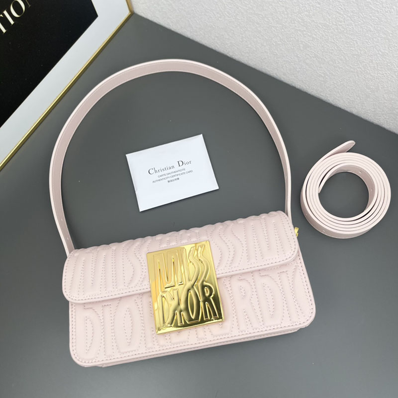 N品 DIOR ディオール Miss Dior フラップバッグ M2610UBOS_M05N ピンク カーフスキン ゴールド金具 激安優良店 - 画像 (3)