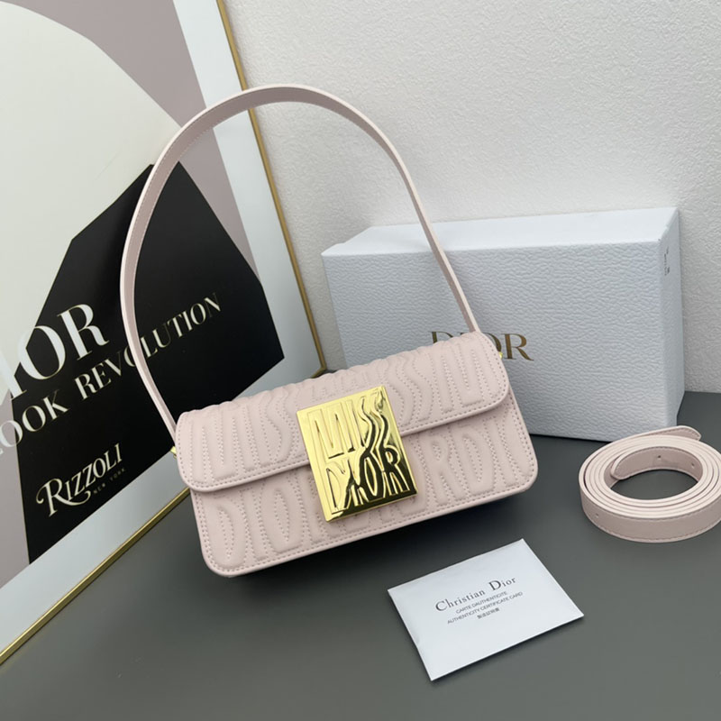 N品 DIOR ディオール Miss Dior フラップバッグ M2610UBOS_M05N ピンク カーフスキン ゴールド金具 激安優良店 - 画像 (2)