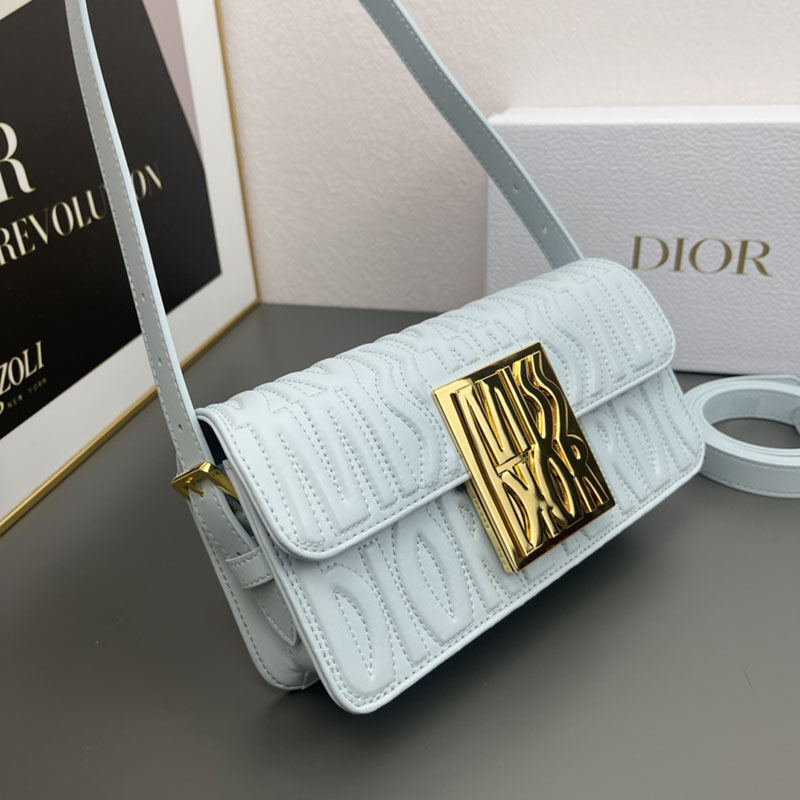 N品 DIOR ディオール Miss Dior フラップバッグ M2610UBOS_M259 セレスティアルブルー カーフスキン ゴールド金具 激安優良店 - 画像 (7)