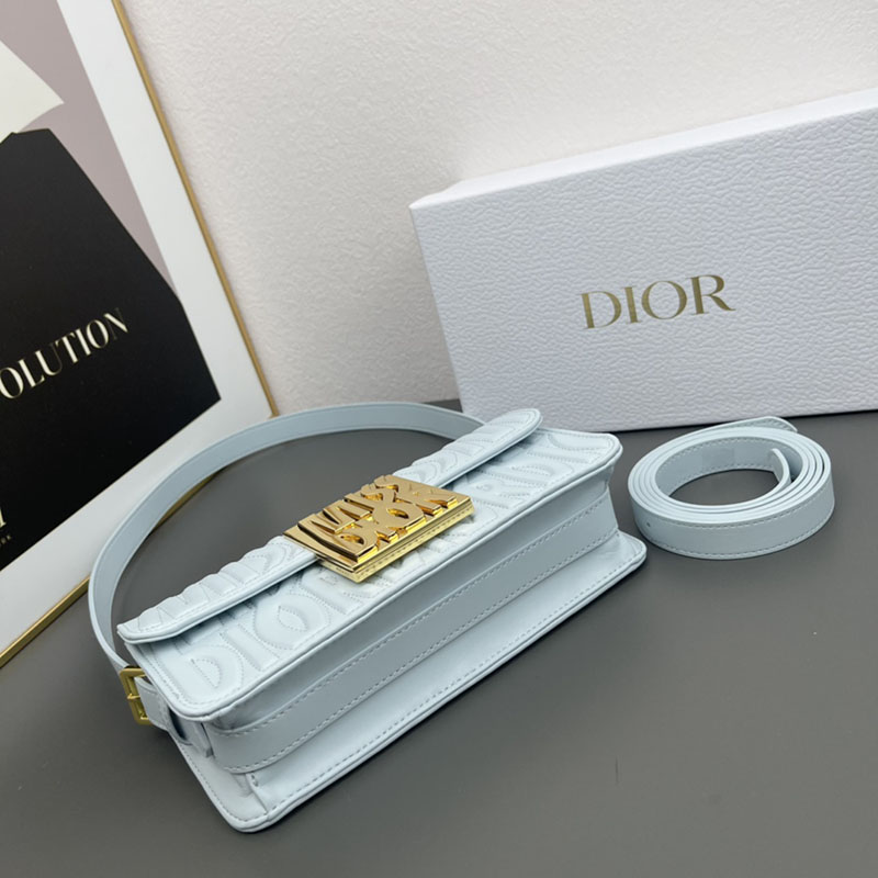 N品 DIOR ディオール Miss Dior フラップバッグ M2610UBOS_M259 セレスティアルブルー カーフスキン ゴールド金具 激安優良店 - 画像 (6)