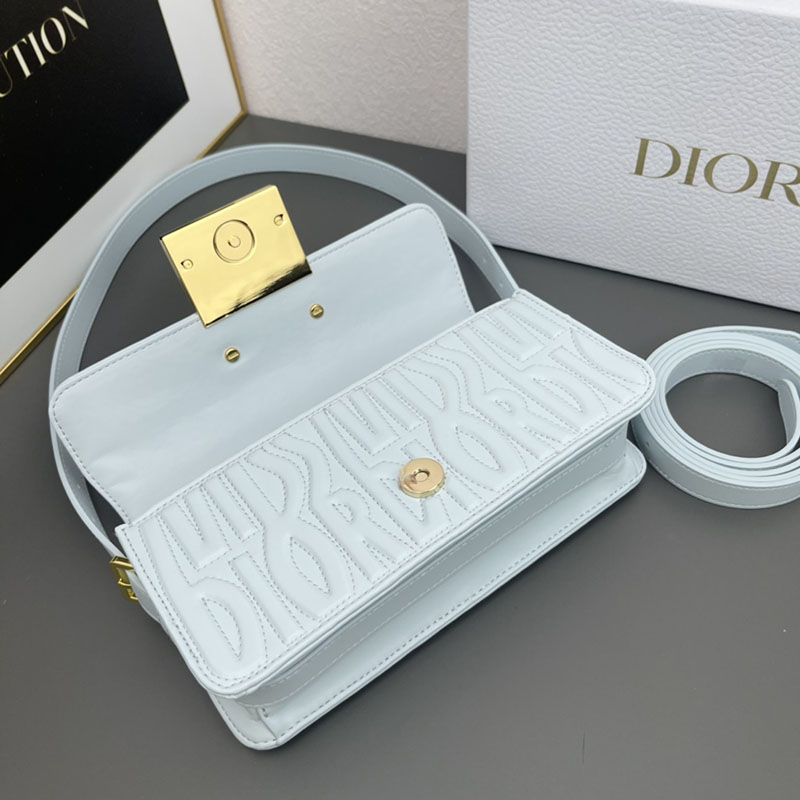 N品 DIOR ディオール Miss Dior フラップバッグ M2610UBOS_M259 セレスティアルブルー カーフスキン ゴールド金具 激安優良店 - 画像 (5)