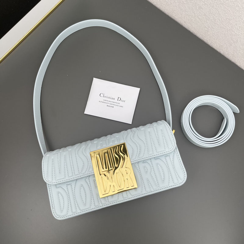N品 DIOR ディオール Miss Dior フラップバッグ M2610UBOS_M259 セレスティアルブルー カーフスキン ゴールド金具 激安優良店 - 画像 (3)