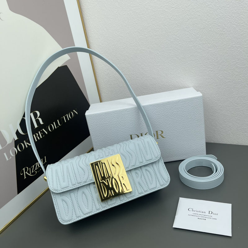 N品 DIOR ディオール Miss Dior フラップバッグ M2610UBOS_M259 セレスティアルブルー カーフスキン ゴールド金具 激安優良店 - 画像 (2)