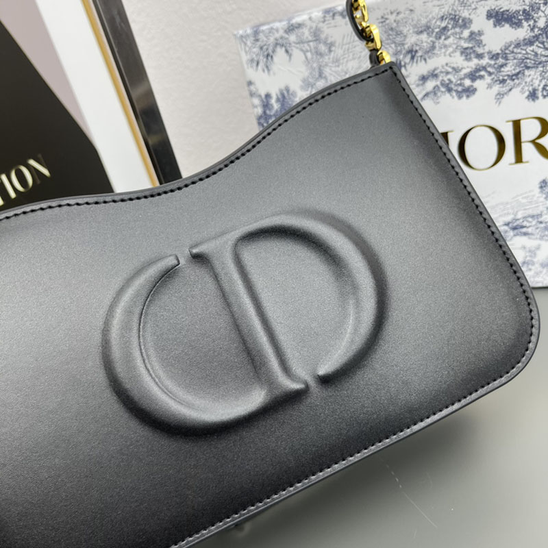 N品 DIOR ディオール CD Signature ホーボー ミニバッグ S2214UTZQ_M900 黒 ブラック レザー ゴールド金具 激安優良店 - 画像 (8)