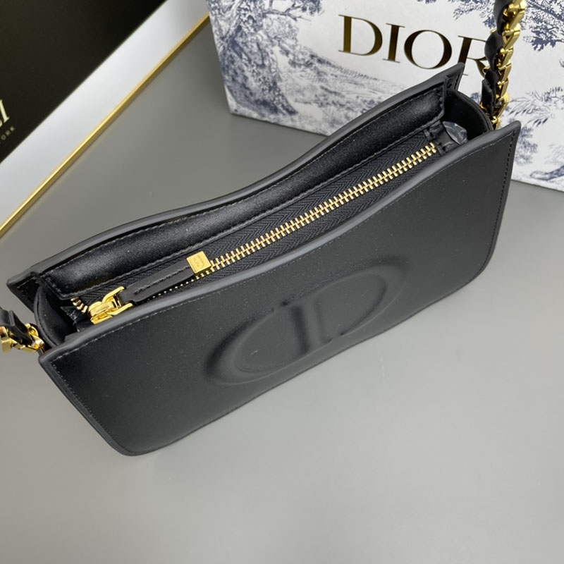 N品 DIOR ディオール CD Signature ホーボー ミニバッグ S2214UTZQ_M900 黒 ブラック レザー ゴールド金具 激安優良店 - 画像 (4)