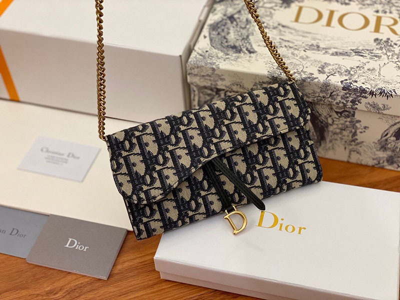 N品 DIOR ディオール Saddle チェーン付きロングウォレット S5614CTZQ_M928 ディオール オブリーク ジャカード ゴールド金具 激安優良店 - 画像 (8)