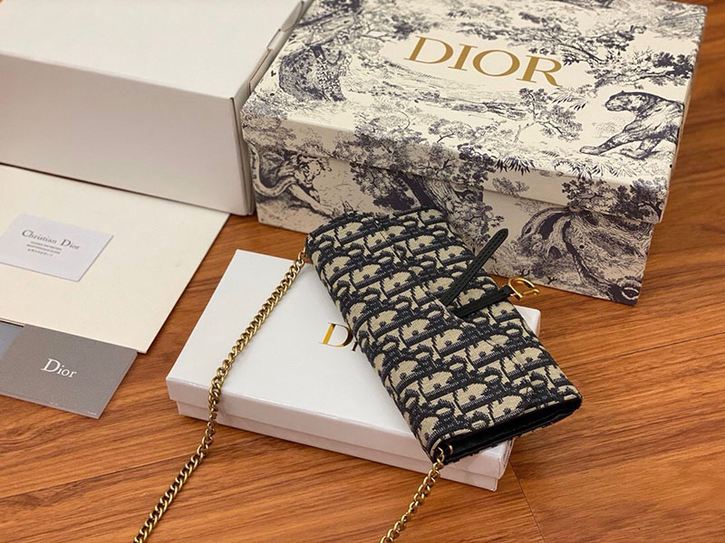 N品 DIOR ディオール Saddle チェーン付きロングウォレット S5614CTZQ_M928 ディオール オブリーク ジャカード ゴールド金具 激安優良店 - 画像 (7)