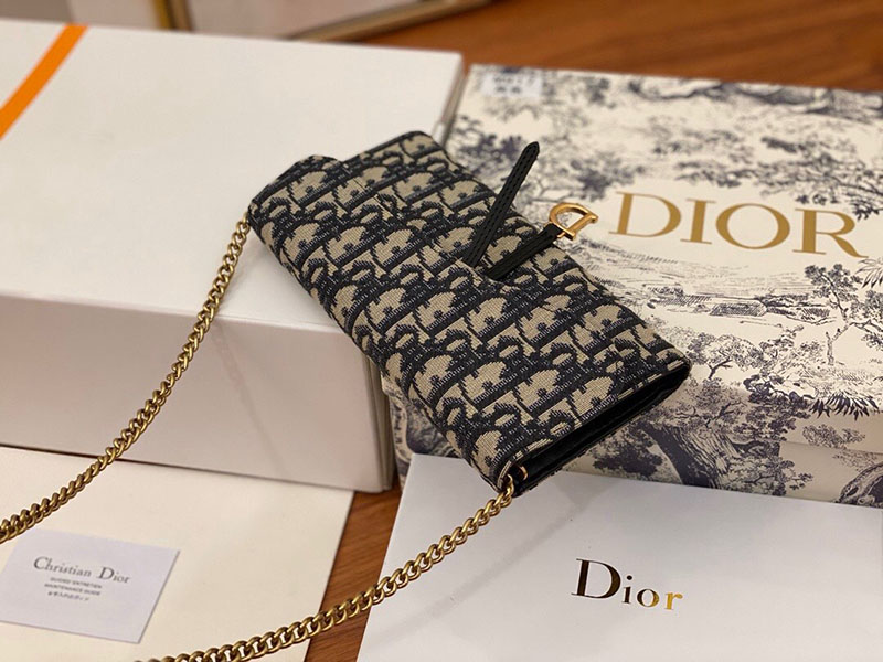 N品 DIOR ディオール Saddle チェーン付きロングウォレット S5614CTZQ_M928 ディオール オブリーク ジャカード ゴールド金具 激安優良店 - 画像 (6)
