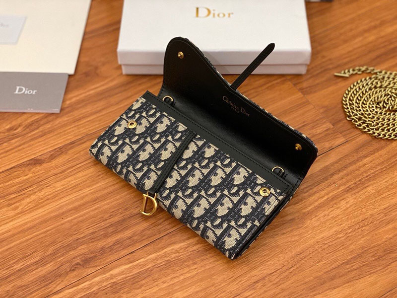 N品 DIOR ディオール Saddle チェーン付きロングウォレット S5614CTZQ_M928 ディオール オブリーク ジャカード ゴールド金具 激安優良店 - 画像 (5)