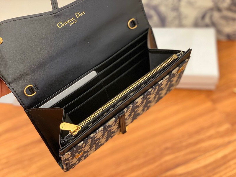 N品 DIOR ディオール Saddle チェーン付きロングウォレット S5614CTZQ_M928 ディオール オブリーク ジャカード ゴールド金具 激安優良店 - 画像 (3)