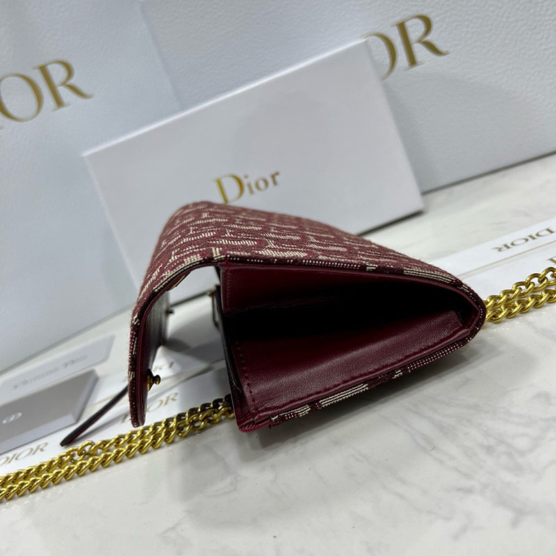N品 DIOR ディオール Saddle チェーン付きロングウォレット S5614CTZQ_M63R レッド ディオール オブリーク ジャカード ゴールド金具 激安優良店 - 画像 (7)