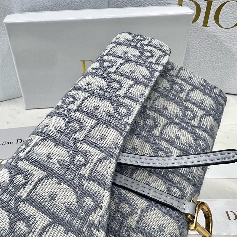 N品 DIOR ディオール Saddle チェーン付きロングウォレット S5614CTZQ_M932 グレー ディオール オブリーク ジャカード ゴールド金具 激安優良店 - 画像 (5)