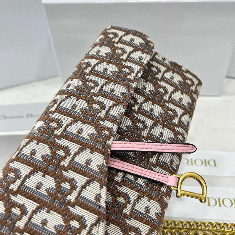 N品 DIOR ディオール Saddle チェーン付きロングウォレット S5614CTZQ_M05N ピンク ディオール オブリーク ジャカード ゴールド金具 激安優良店 - 画像 (5)
