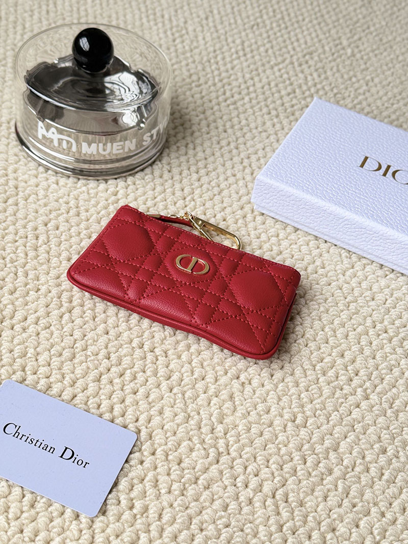 N品 DIOR ディオール財布コピー Dior Caro Myrte ジップ キーケース S5158UWHC_M63R レッド カーフスキン ゴールド金具 激安優良店 - 画像 (4)