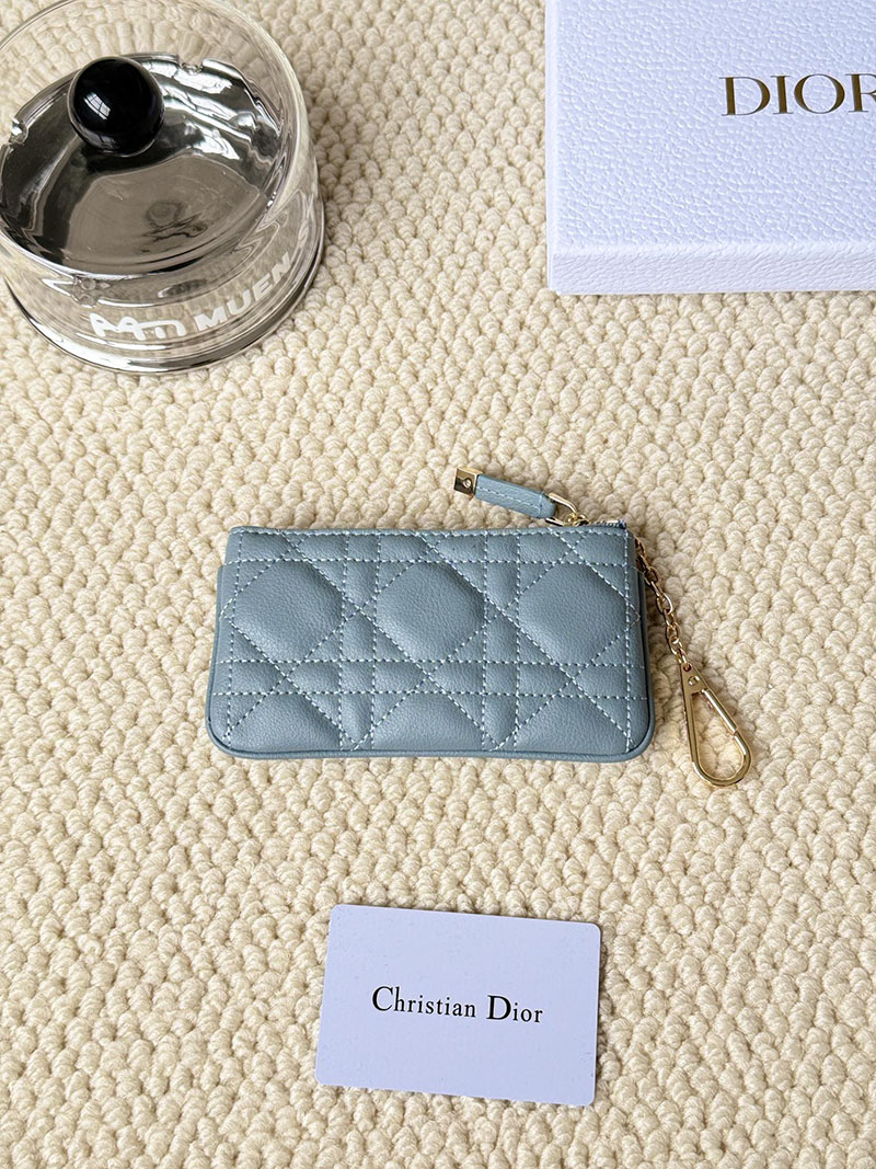 N品 DIOR ディオール財布コピー Dior Caro Myrte ジップ キーケース S5158UWHC_M928 ブルー カーフスキン ゴールド金具 激安優良店 - 画像 (6)