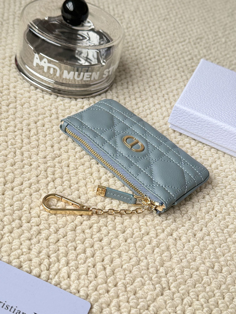 N品 DIOR ディオール財布コピー Dior Caro Myrte ジップ キーケース S5158UWHC_M928 ブルー カーフスキン ゴールド金具 激安優良店 - 画像 (4)