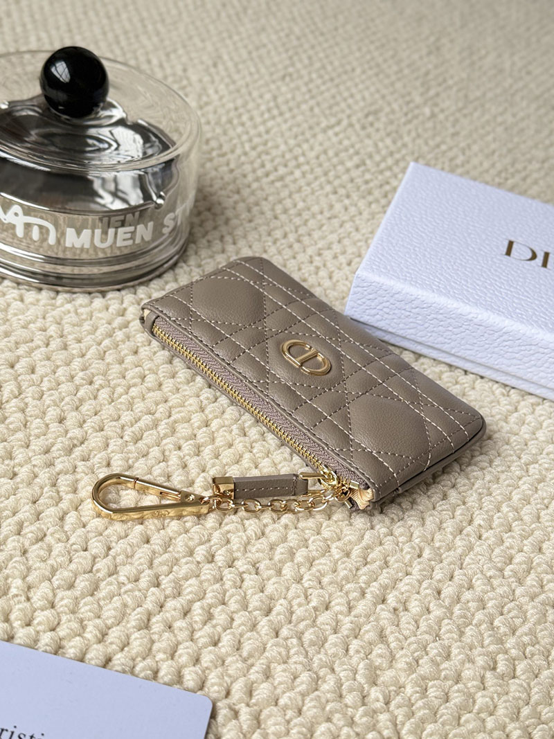 N品 DIOR ディオール財布コピー Dior Caro Myrte ジップ キーケース S5158UWHC_M51G グレー カーフスキン ゴールド金具 激安優良店 - 画像 (4)