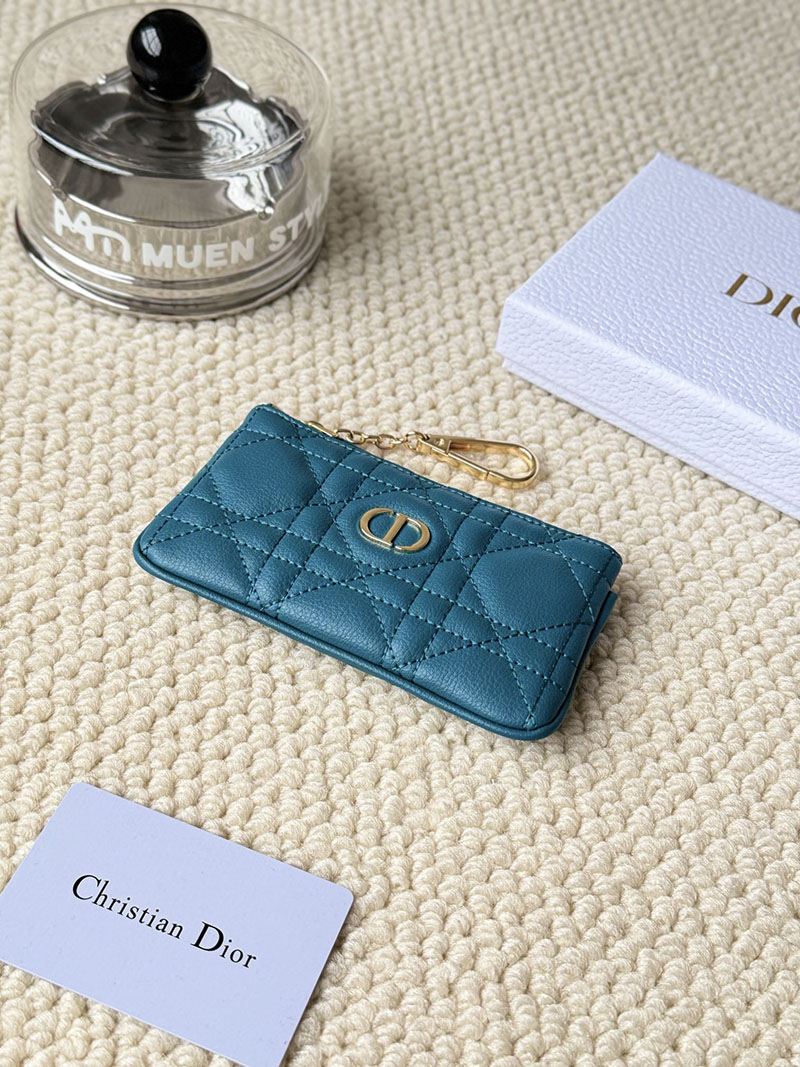 N品 DIOR ディオール財布コピー Dior Caro Myrte ジップ キーケース S5158UWHC_M23B ブルー カーフスキン ゴールド金具 激安優良店 - 画像 (4)