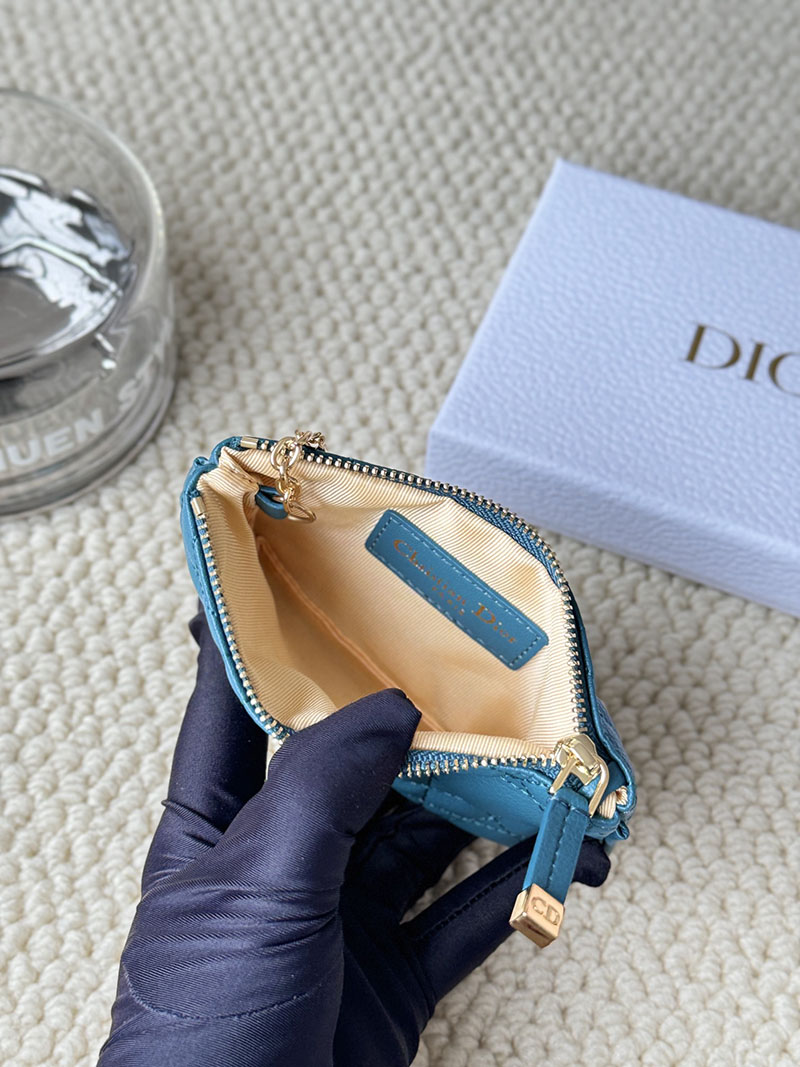 N品 DIOR ディオール財布コピー Dior Caro Myrte ジップ キーケース S5158UWHC_M23B ブルー カーフスキン ゴールド金具 激安優良店 - 画像 (3)